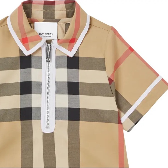 NEW WITH TAGS! Burberry Kids' Mini Thalia Check Stretch Cotton Zip Shirt 18M - Picture 3 of 4